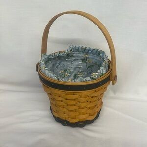 Longaberger 1999 May Series Daisy Basket Blue Combo Liner & Protector Vintage 6"